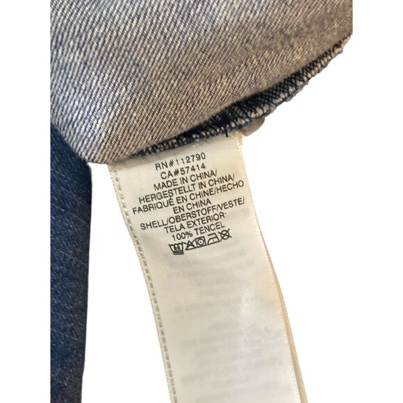 True Religion Girls Denim Dress Sz S (Tencel) Flutter Sleeve Distressed Hem Blue - Picture 10 of 10